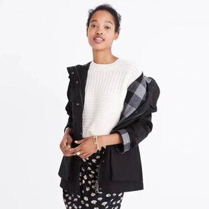 Madewell Penfield Kasson Hooded Flannel Lined Weather Resistant Jacket Black, XS